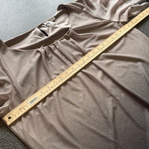 CB Established 1962 Beige-Black Party Sparkly Glitter Blouse Top Kimono Sleeves - Picture 11 of 13